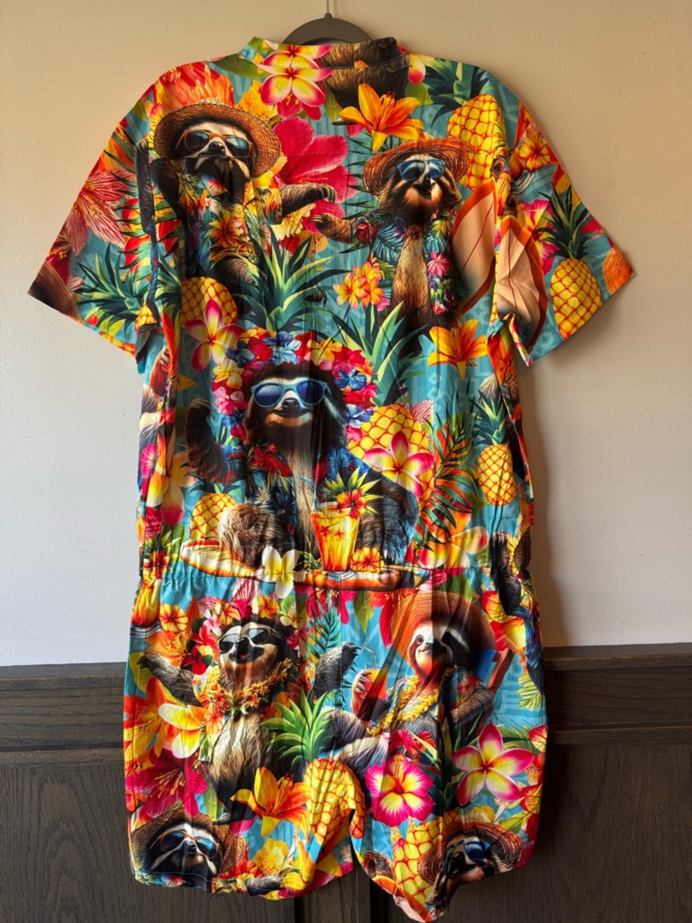 Tropical Sloth Hawaiian Romper in Bright Multi XL - Picture 2 of 4